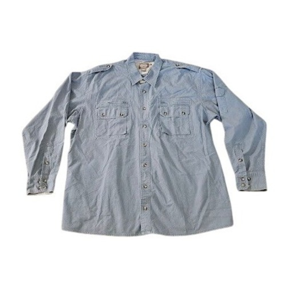 Cabela's Safari Series Button Up Shirt Men XL Tall Blue Cotton Long Sleeve